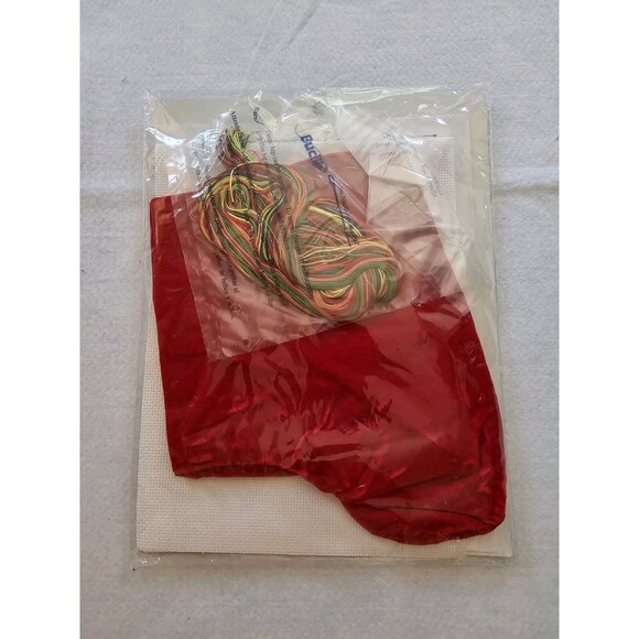 Bucilla Crosstitch Kit Poinsettia Berries Christmas Stocking 18" Cuff 84849 NOS - Picture 5 of 5